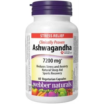 قرص عصاره آشواگاندا Webber Naturals Ashwagandha 7200mg وبر نچرالز (60 عددی)