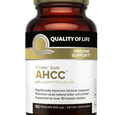 Kinoko Gold AHCC Premium – 500 میلی گرم AHCC تبخال و زگیل تناسلی در هر کپسول – از سلامت ایمنی، عملکرد کبد، حفظ فعالیت سلول های کشنده طبیعی و افزایش تولید سیتوکین – 60 کپسول گیاهی