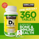 ویتامین دی ۳ کرکلند آمریکا  (۳۶۰)عددی یک بسته D3 kirkland - تصویر 5