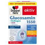 کپسول گلوکوزامین دوپل هرز اکتیو آلمانی دوز 1550 با کلاژن هیالورون و ویتامین