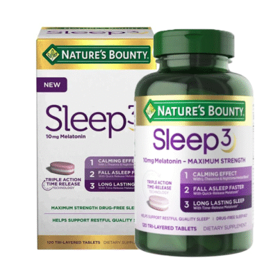 قرص چرخه خواب Nature’s Bounty Sleep3 Melatonin 10mg Maximum Strength نیچرز بونتی (120 عددی)