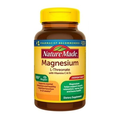 کپسول منیزیم ال-ترئونات NatureMade Magnesium L-Threonate + D3 + C نیچرمید (75 عددی)