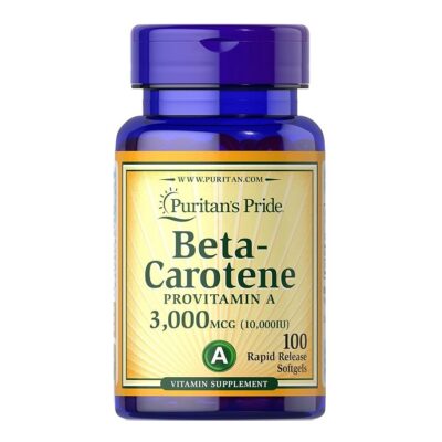 سافت ژل بتاکاروتن Puritan Pride Beta-Carotene Vitamin A 3000mcg پوریتان پراید (100 عددی)