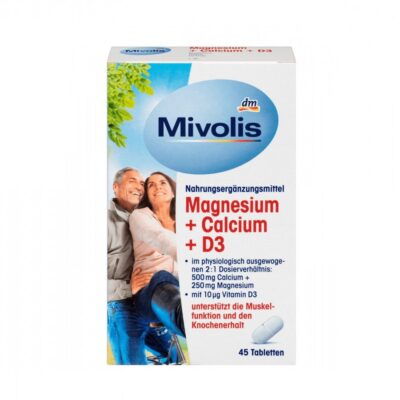 قرص منیزیم 250mg + کلسیم 500mg و D3 10ug میوولیس Mivolis (45 عددی)