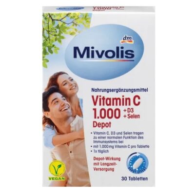 قرص گیاهی Vitamin C 1000mg همراه با D3 و سلنیوم میوولیس Mivolis (30 عددی)