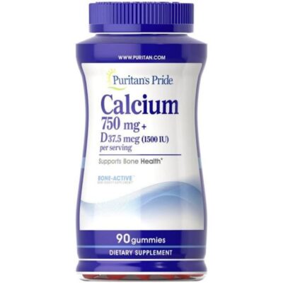 پاستیل کلسیم Puritan Pride Calcium 750mg پوریتان پراید (90 عددی)