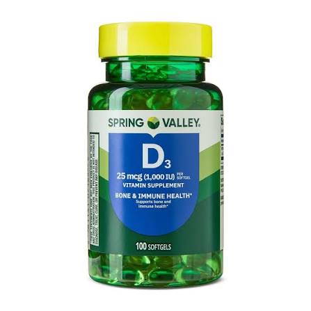 سافت ژل ویتامین دی اسپرینگ ولی Spring Valley Vitamin D3 5000IU (100 عددی)_6a0dc4cabe22f.jpeg سافت ژل ویتامین دی اسپرینگ ولی Spring Valley Vitamin D3 5000IU (100 عددی) - Image 1