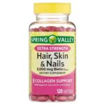سافت ژل پوست مو ناخن اسپرینگ ولی Spring Valley Hair Nails Skin With Biotin 5000mg (120 عددی)