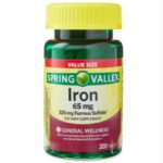 قرص آهن اسپرینگ ولی Spring Valley Iron 65mg (200 عددی)
