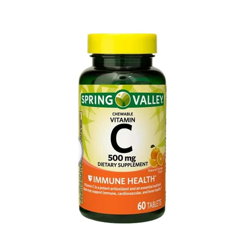 قرص ویتامین سی جویدنی اسپرینگ والی Spring Valley Vitamin C 500mg (60 عددی)_6a0c72c67885d.jpeg