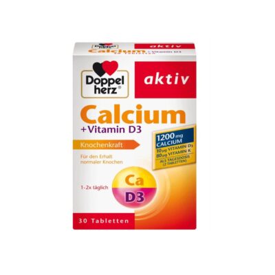 قرص کلسیم + D3 داپل هرز اکتیو Doppel Herz Aktiv Calcium 1200mg (30 عددی)