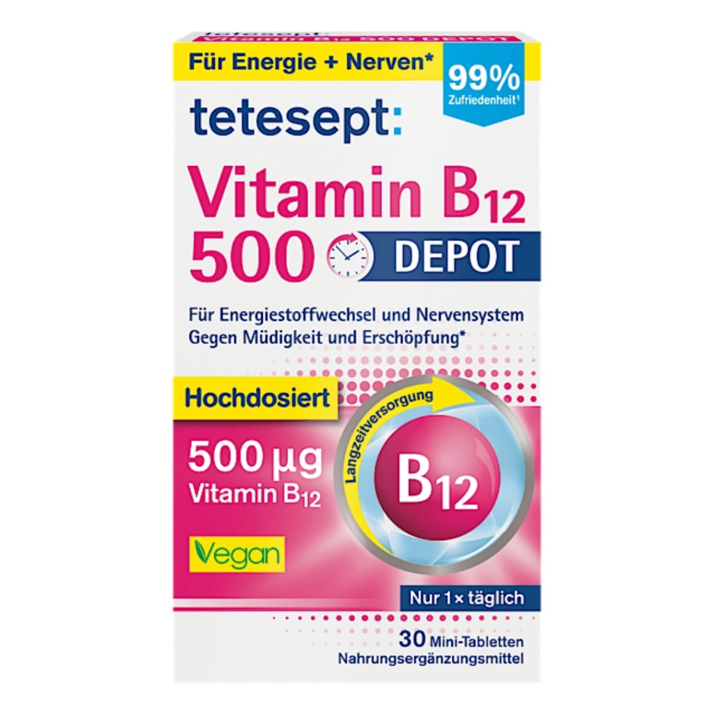 قرص ویتامین کوبالامین تتسپت Tetesept B12 500mcg (30 عددی)_6abcf58d9b6b6.jpeg قرص ویتامین کوبالامین تتسپت Tetesept B12 500mcg (30 عددی) - تصویر 1