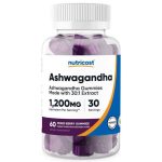 پاستیل طعم دار عصاره آشواگاندا ناتریکاست Nutricost Ashwagandha Extract Gummies 1200mg (60 عددی)