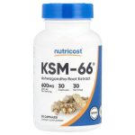 کپسول عصاره آشواگاندا ناتریکاست Nutricost Ashwagandha KSM-66 600mg (30 عددی)