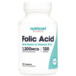 کپسول فولیک اسید بانوان ناتریکاست Nutricost Women Folic Acid 1200mcg With B12 & Biotin (120 عددی)
